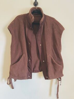 Women's Brown Sherpa Vest Jacket